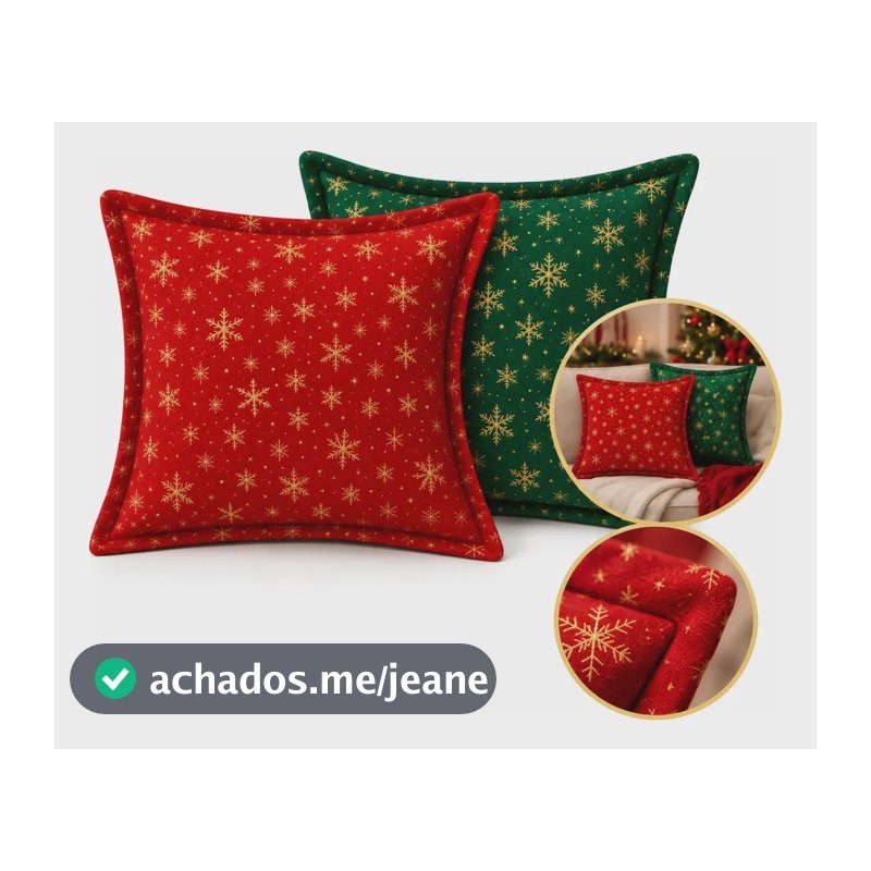 2 Capa Almofada Decorativa Nata Luxo C/ Aba Ziper Invisivel Verde/vermelho Liso