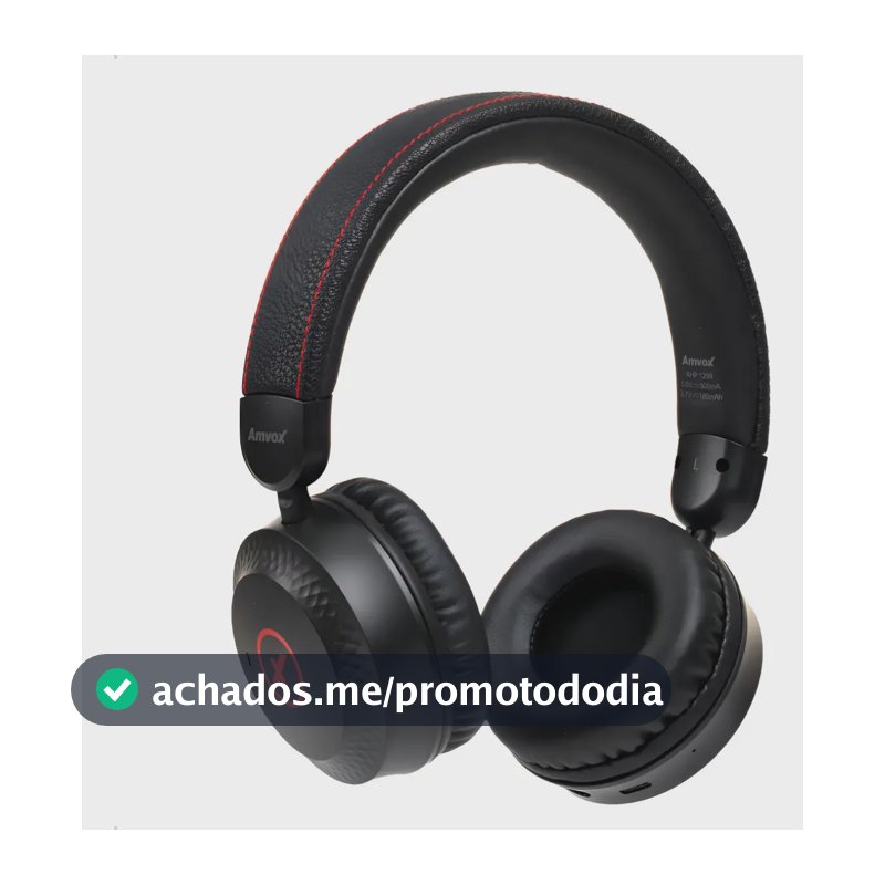 Fone De Ouvido Preto Sem Fio Bluetooth Alta Potência Amvox Preto
