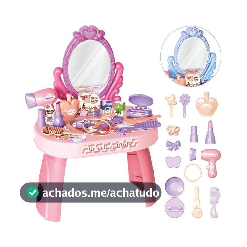 Penteadeira Infantil Menina Acessórios Princesa Maquiagem Cor Rosa