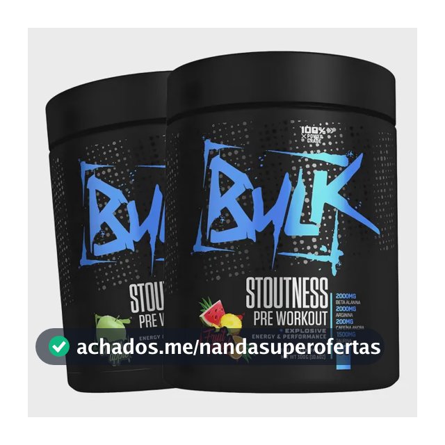 Kit 2x Pré Treino Bulk Nutrition Stoutness 300g Maçã E Frutas