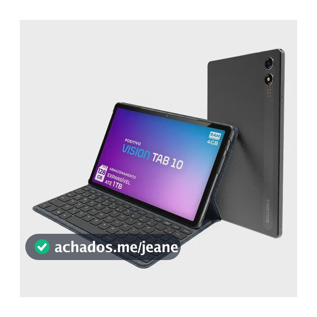 Positivo Vision TAB10 T3010 4GB RAM 128GB SSD com Capa Teclado Octa-Core 5 13MP Bateria 6000mAh Tela 10.1“ HD Wifi AC e 4G Full Lamination - Preto