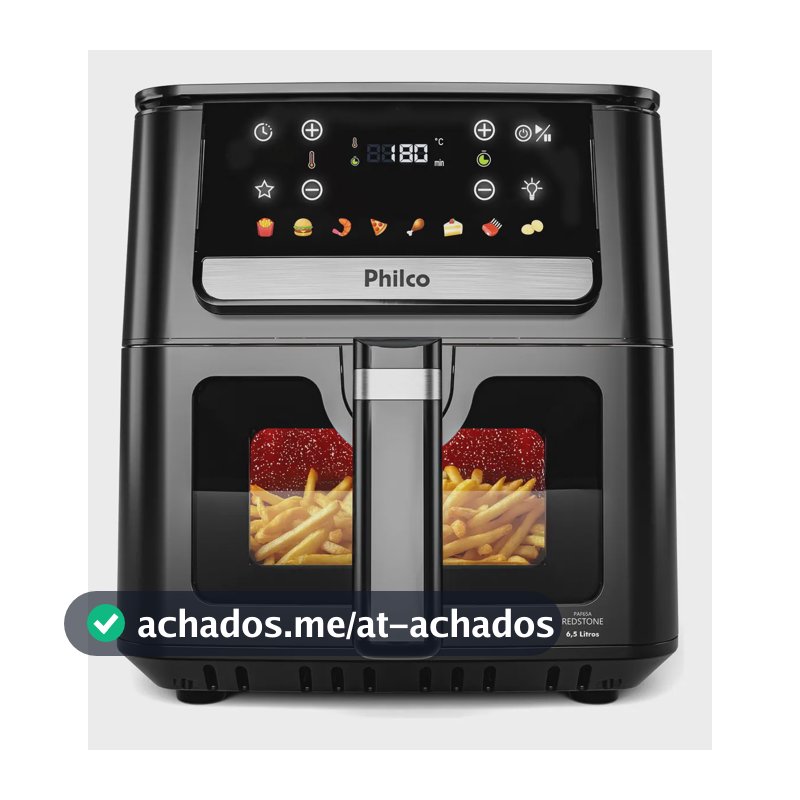 Air Fryer Philco 6,5L Visor Glass e Redstone 1700W PAF65A