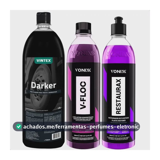 Kit Darker Pneu Pretinho Shampoo V-floc Restaurax Vonixx