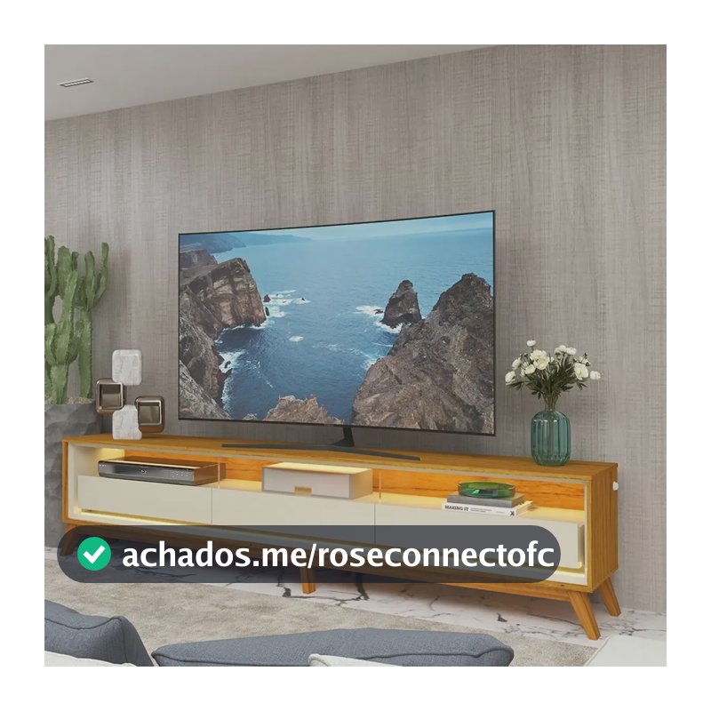 Rack Para Tv Até 85 Polegadas Com Led Com Pés 260cm Hj Naturale/off White