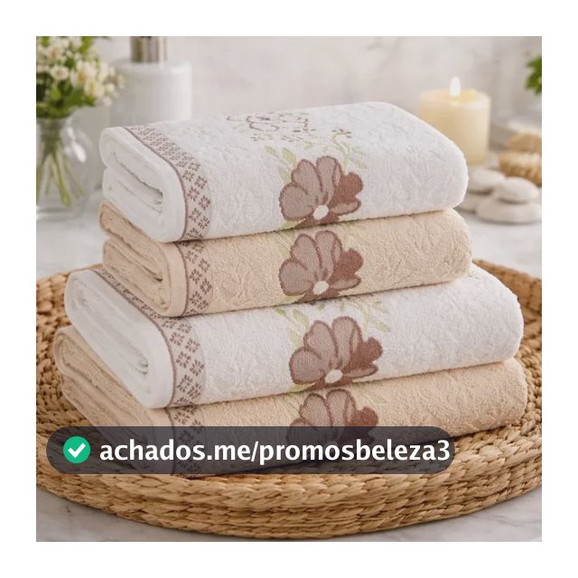 Jogo De Toalhas Karsten 100% Algodão Floral Grossa 4 Peças