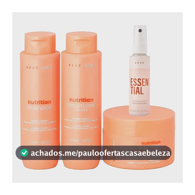 Kit Braé Stages Nutrition Shampoo,cond,másc + Essential 60ml