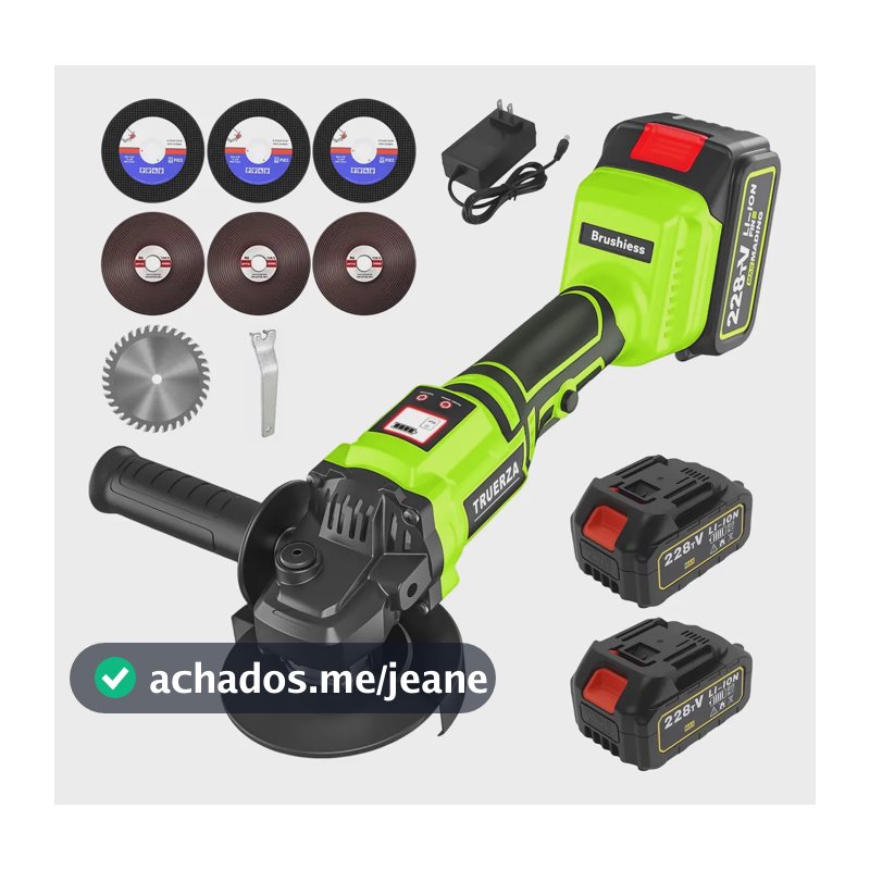 Esmerilhadeira Lixadeira Angular Led 12000rpm 4.1/2 Truerza Verde 24v