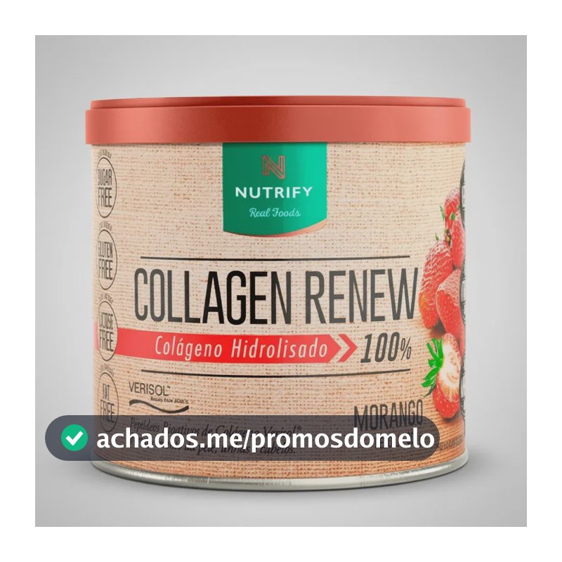 Colágeno Nutrify Renew em pó sabor Morango x 300g