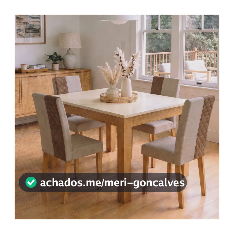 Mesa De Jantar Mdf 4 Lugares Retangular Moderna - Blue Moby Off Write Freijó