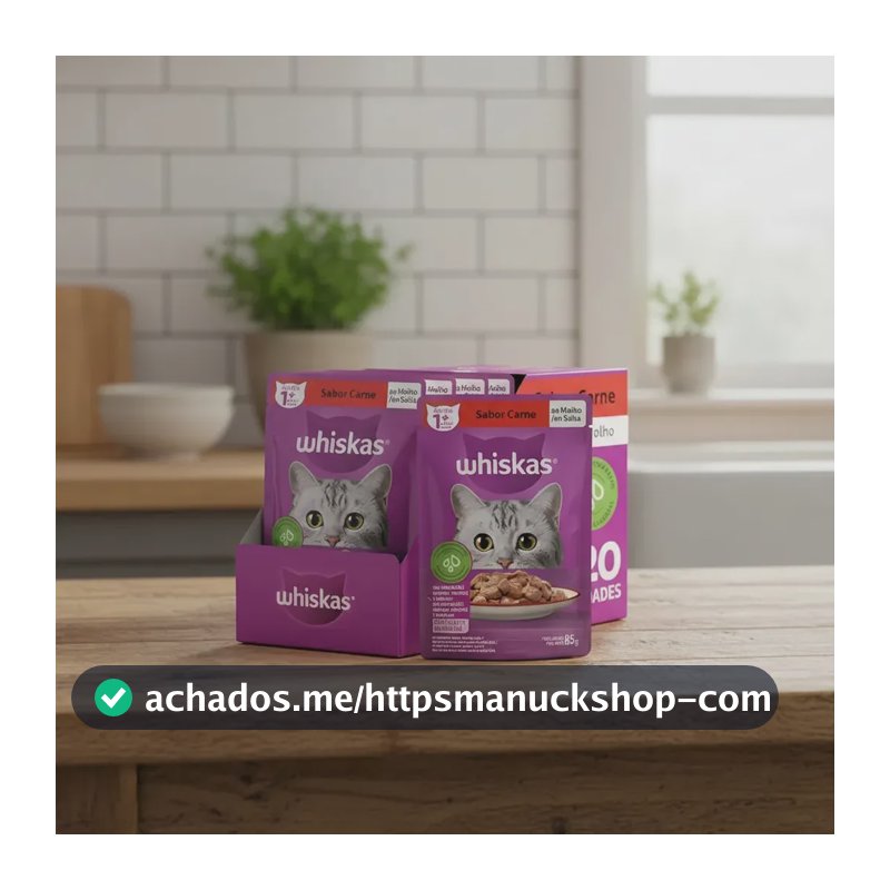 Whiskas ração úmida para gatos carne ao molho 85gr com kit de 20 sachês