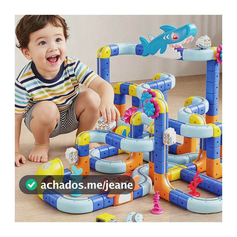 Elétrico Magnéti Mar Trilho Trem Brinquedo Infantil Presente Azul-193pcs