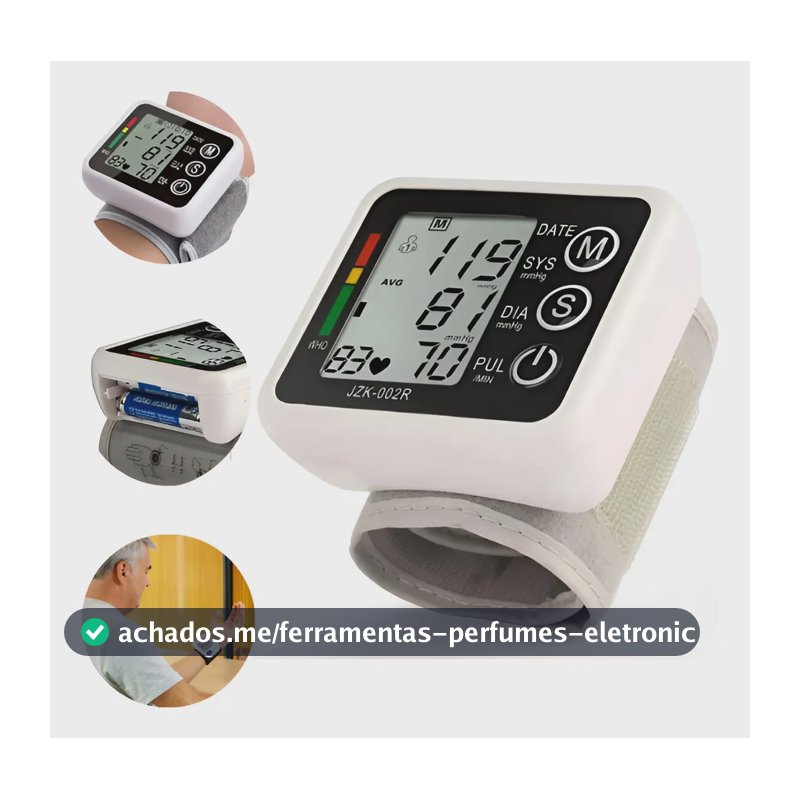 Medidor Pressão Digital De Pulso Com Voz Monitor Inteligente Branco