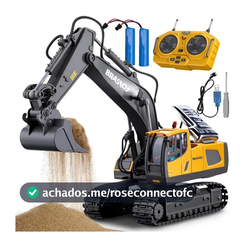 Brastoy Escavadeira De Controle Remoto 13 Canais Rotação 680° Luzes E Som Realistas Demonstração Com Um Botão Bateria Recarregável Operações Combinadas-b153