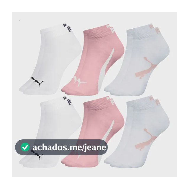 Kit 6 Pares Meia Infantil Puma Sapatilha Cano Curto Unissex