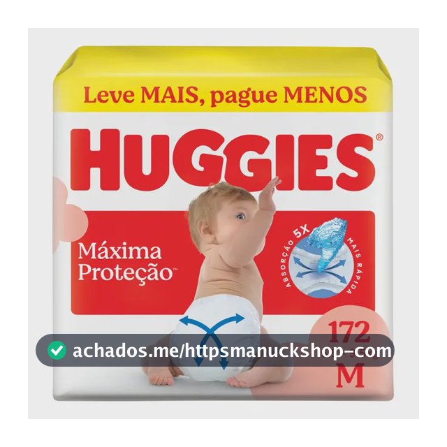 Huggies Fralda Descartável Máxima Proteção M - 172 Un
