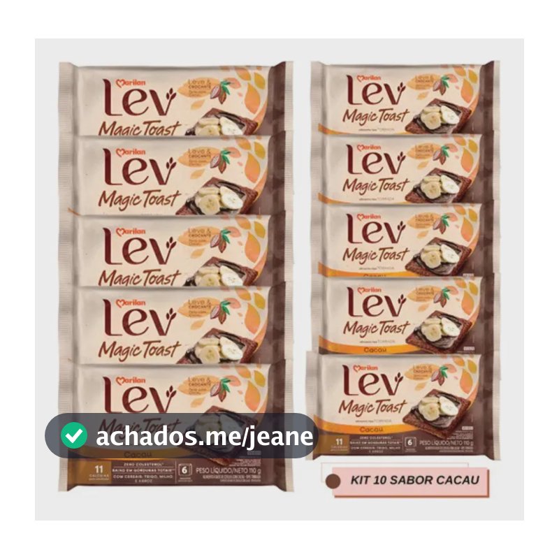 Kit C/10 Torrada Marilan Lev Magic Toast Cacau 110g