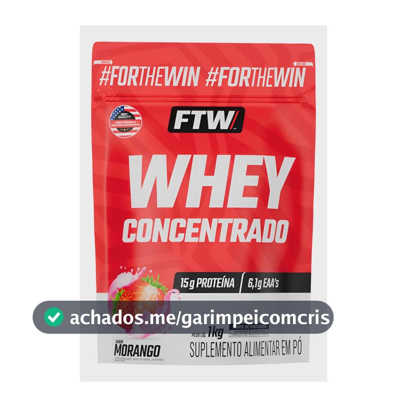 Whey Protein Concentrado 1kg Sabor Morango - Ftw