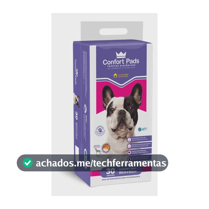 Tapete Higienico Confort Pads tamanho 80x60cm com 30unidades