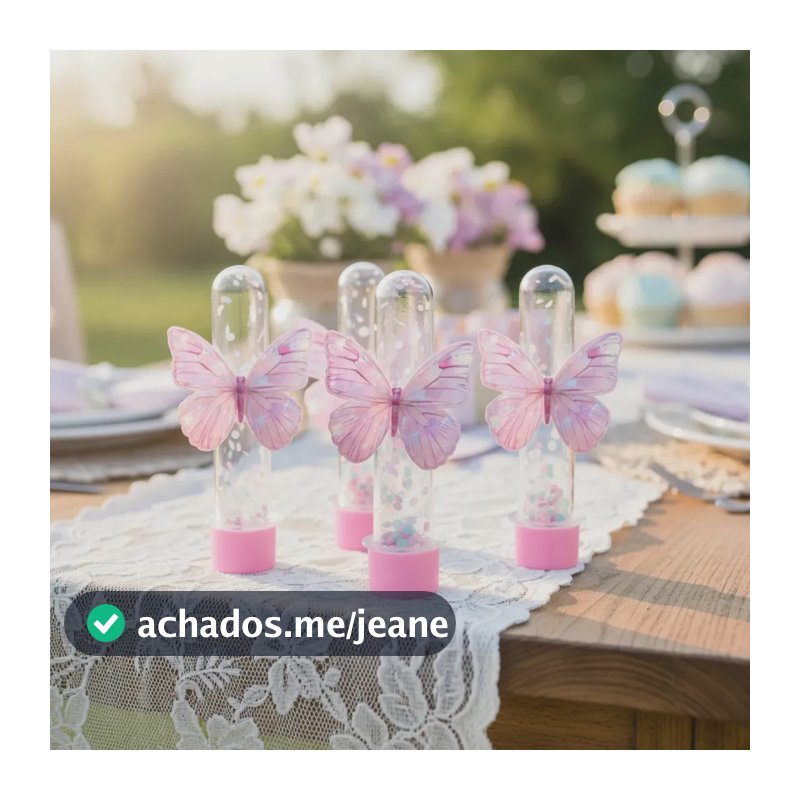 10 Tubetes Borboleta Personalizados Lembrancinha Festa Tag
