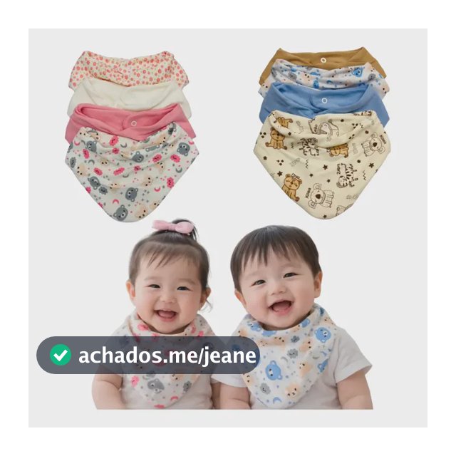 Kit Com 4 Babadores Bandana Estampado Bebê 100% Algodão