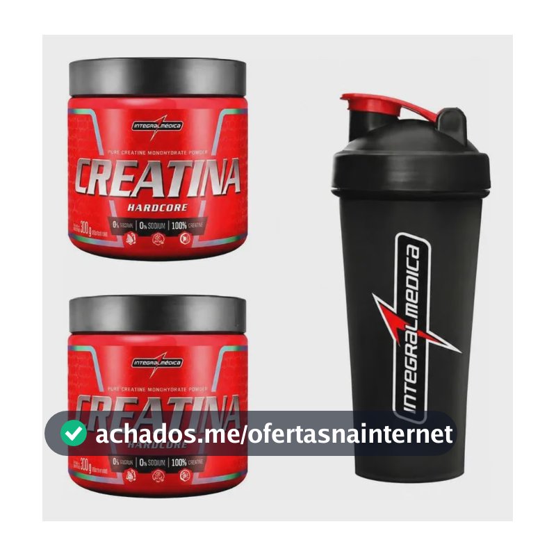 Kit 2 Creatina Integralmedica 300g + Coqueteleira 600ml Neutro