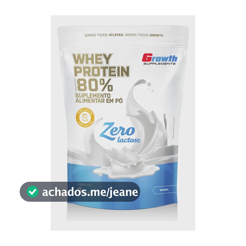 Whey Protein Concentrado Zero Lactose 1kg Growth Supplements Natural