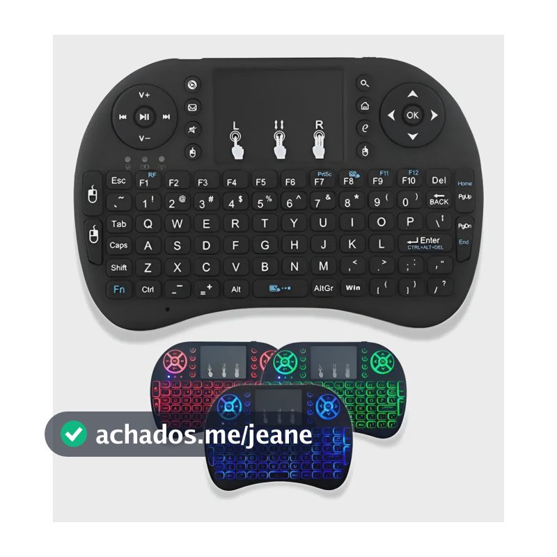 Mini Teclado Usb Sem Fio Para Notebook Smart Tv Android Box Preto Português Brasil