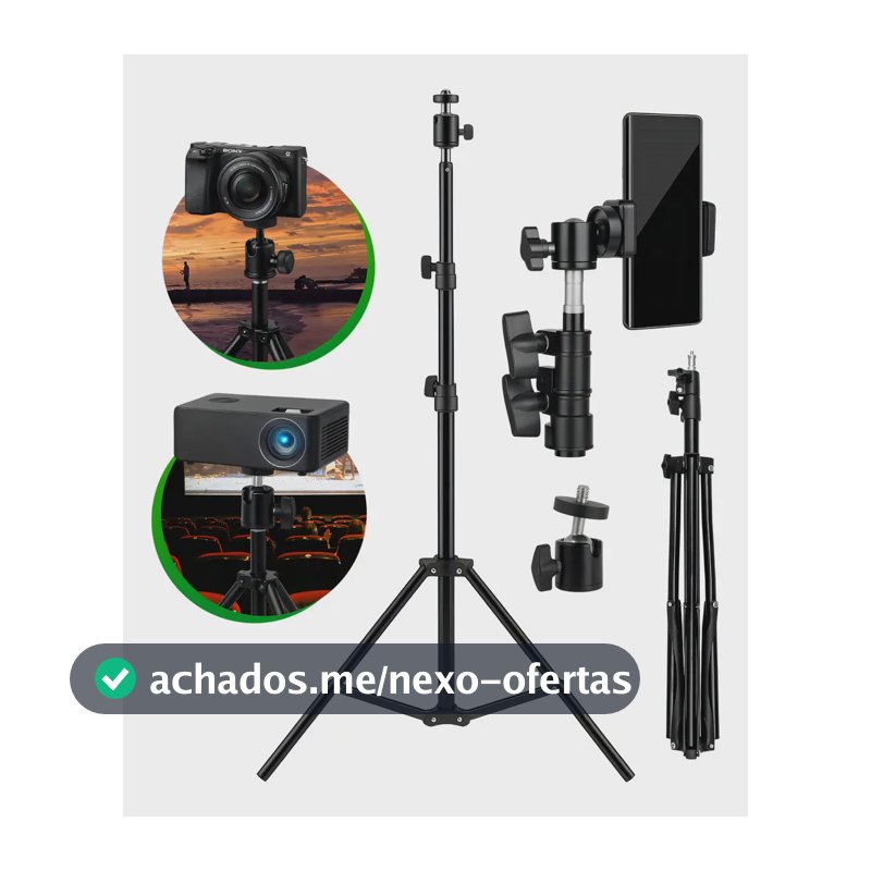 Tripé Profissional Para Celular E Câmera Pedestal 2,1m Suporte Horizontal E Vertical