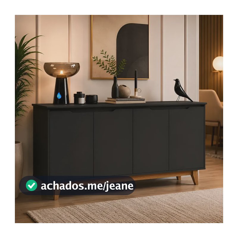 Aparador Com Design Classic Para Decoração De Ambientes Preto