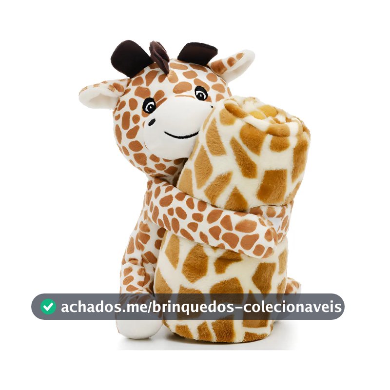 Manta Cobertor Soft Com Naninha De Pelúcia Bebê Antialergico Cor Amarelo Girafinha