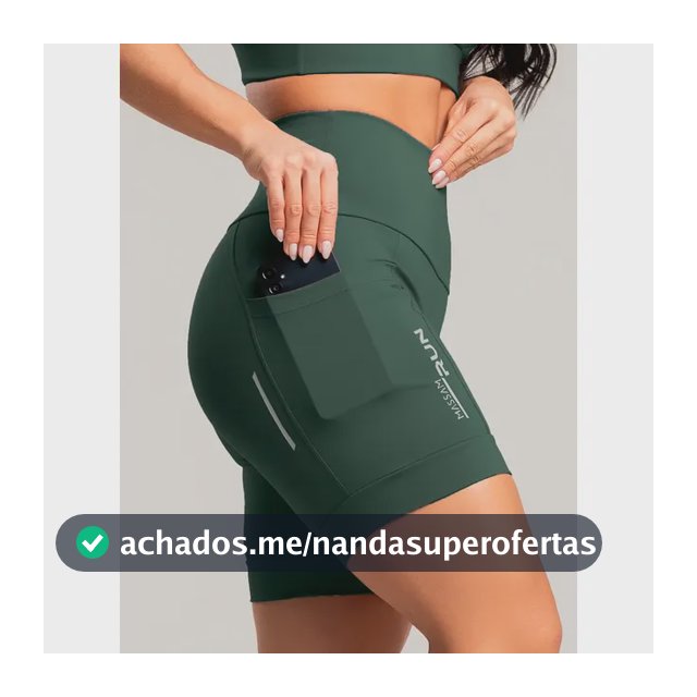 Bermuda Feminina Poliamida Run Verde Cintura Alta Massam Fit