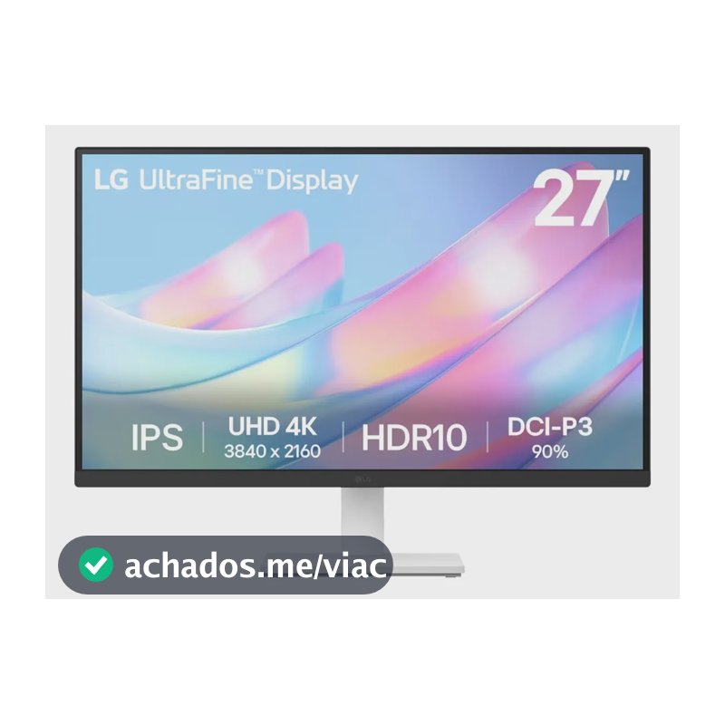 Monitor LG UltraFine - Tela IPS UHD 4K 27", HDR10, DCI-P3 90% , Dynamic Action Sync, Branco– 27US500