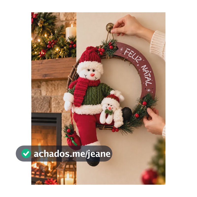Guirlanda Natal 35cm Papai Noel Boneco De Neve Enfeite Porta Boneco De Neve E Noel
