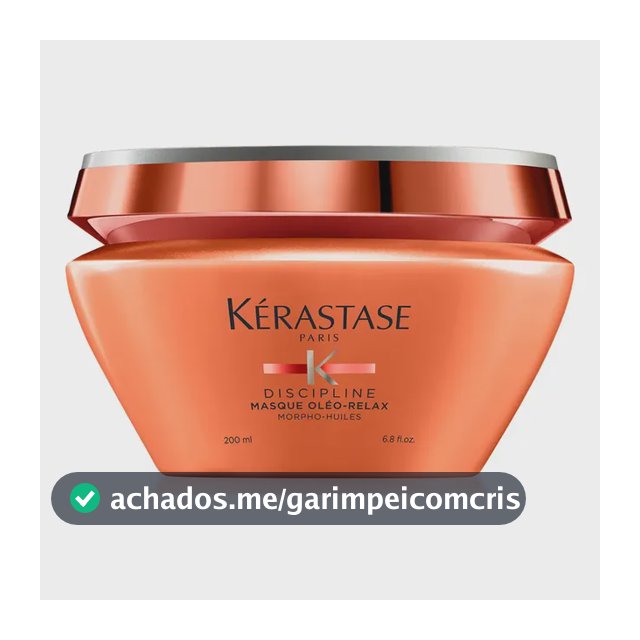 Máscara Capilar de Hidratação Intensa Anti-Frizz com Proteção Térmica até 230ºC para Cabelos Secos e Indisciplinados, Discipline Oléo-Relax, Kérastase 200ml