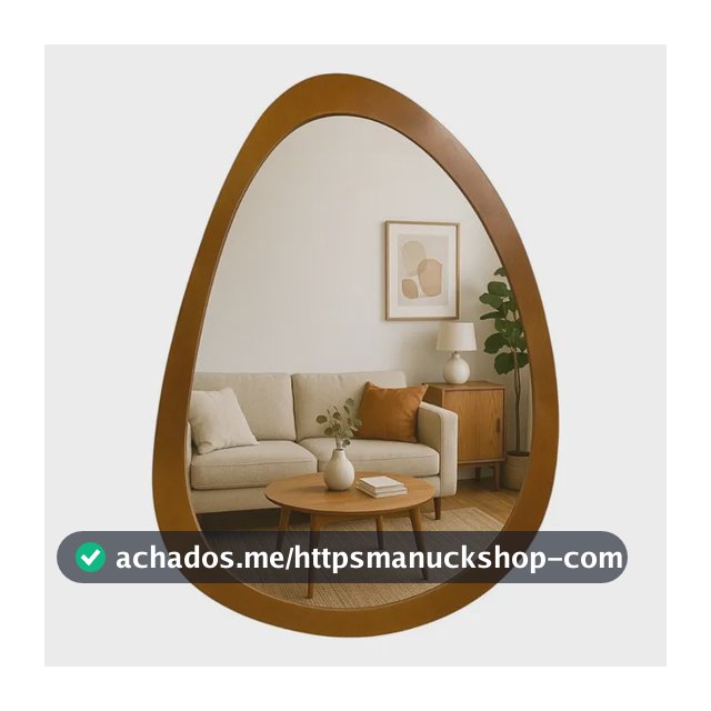 Espelho Decorativo Organico Borda Moldura Madeira 65x50cm Freijó