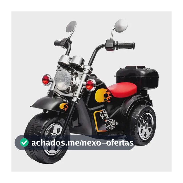 Mini Moto Elétrica Infantil 6V Preto Triciclo 3 Rodas Com Luz e Sons