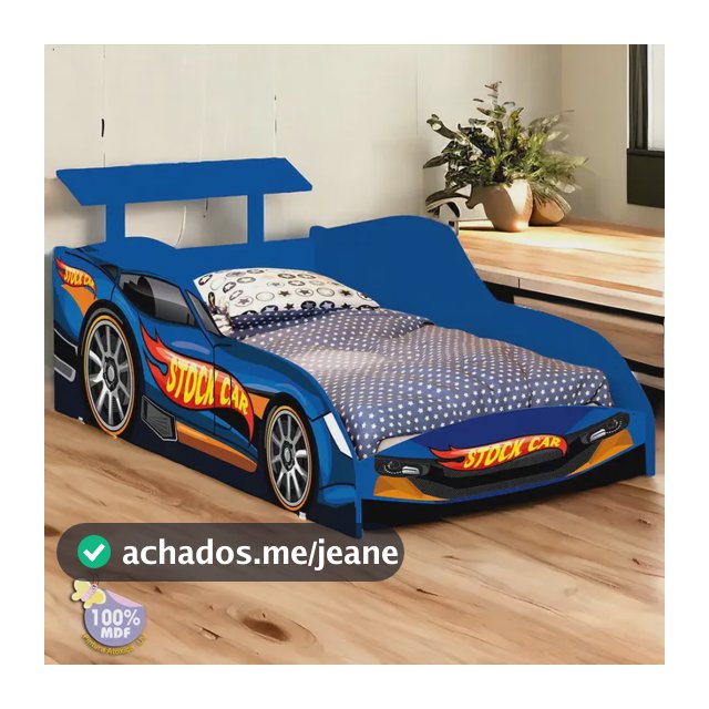 Cama Infantil Juvenil Hot Wheels StockCar Com Colchão Móveis Bela