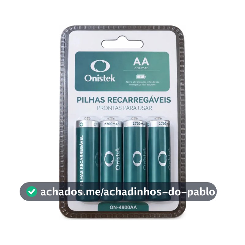 04 Pilhas Aa Recarregáveis Onistek 2700mah 1,2v Para Eletrônicos E Controles