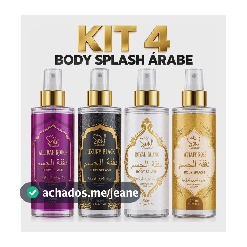Kit4 Body Splash Feminino Àrabe Importado 200ml,alta Fixação