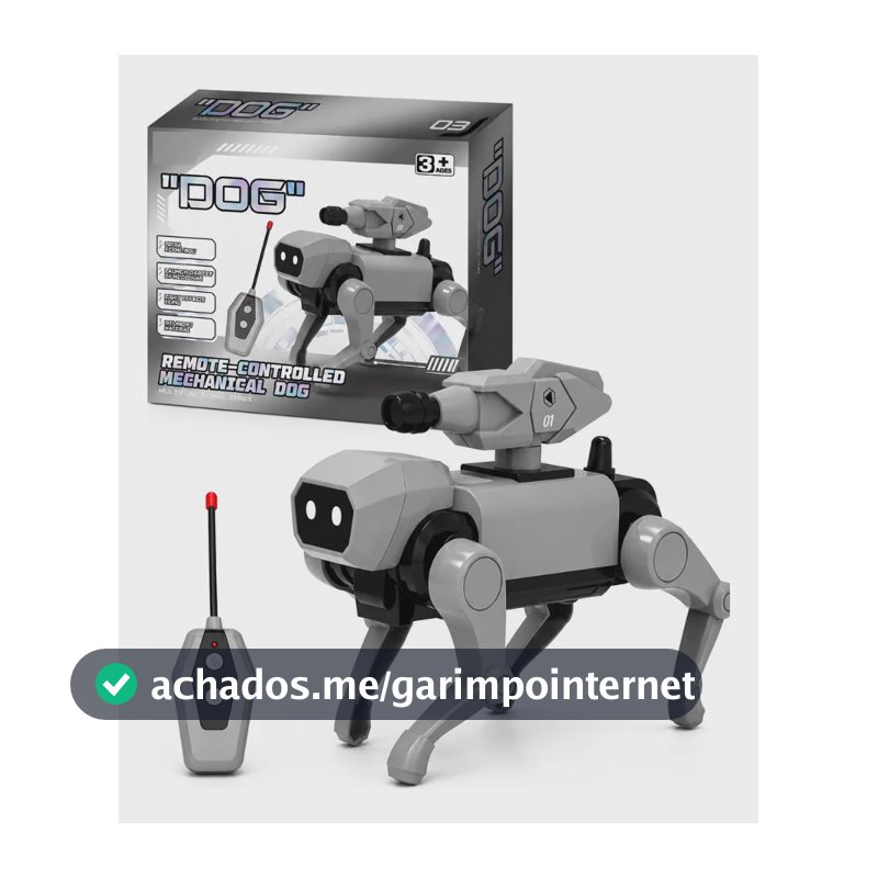 Cão Robô Montável C/ Controle Remoto Brinquedo Infantil Cachorro Robô Cinza-escuro