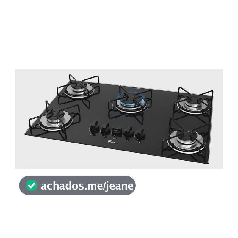 Cooktop a Gás Fischer 5 Bocas Fit Line Trempe Esmaltada Aramado