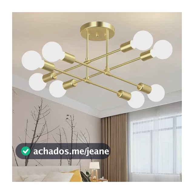 Luminária Lustre Teto Moderno Para Cozinha Sala 8 Cabeças 127/220v Dourado