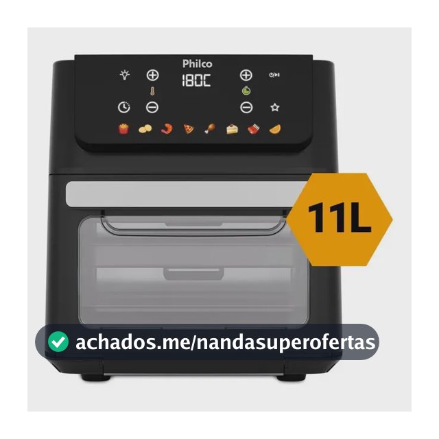 Fritadeira Air Fryer Oven 11 Litros 1800w 8 Funções Philco PAF11B