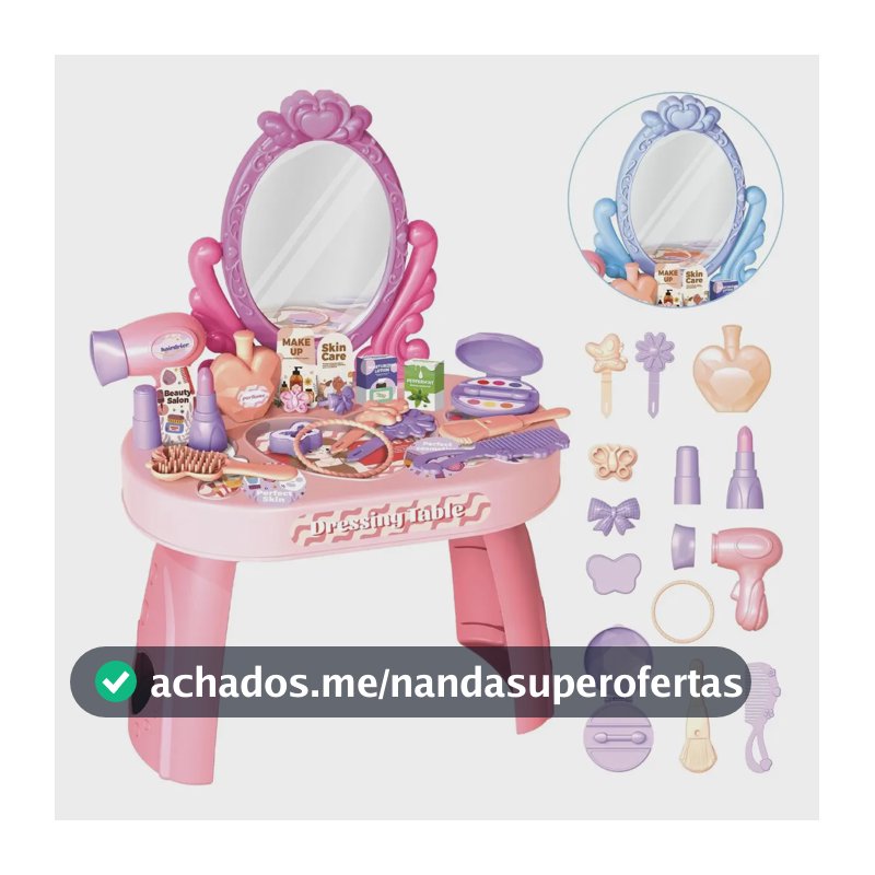 Penteadeira Infantil Menina Acessórios Princesa Maquiagem Cor Rosa