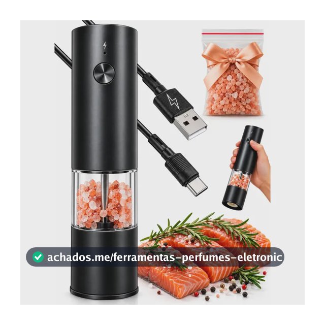 Moedor Elétrico Recarregável Usb Pimenta Sal Grosso Bt Inox Inox/ Acrílico