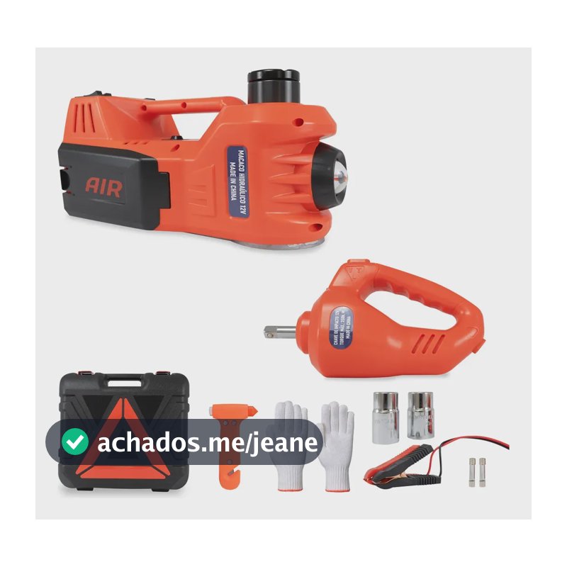 Macaco Elétrico Hidráulico Garrafa Ferplus 5 Toneladas 12V com Chave Impacto