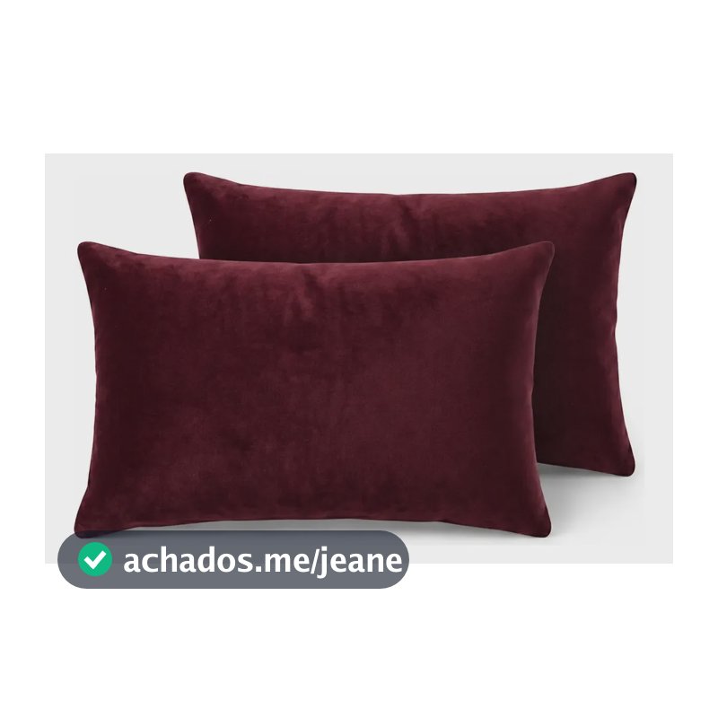 Capa De Almofada Retangular Veludo Suede 55x35cm Zíper Marsala