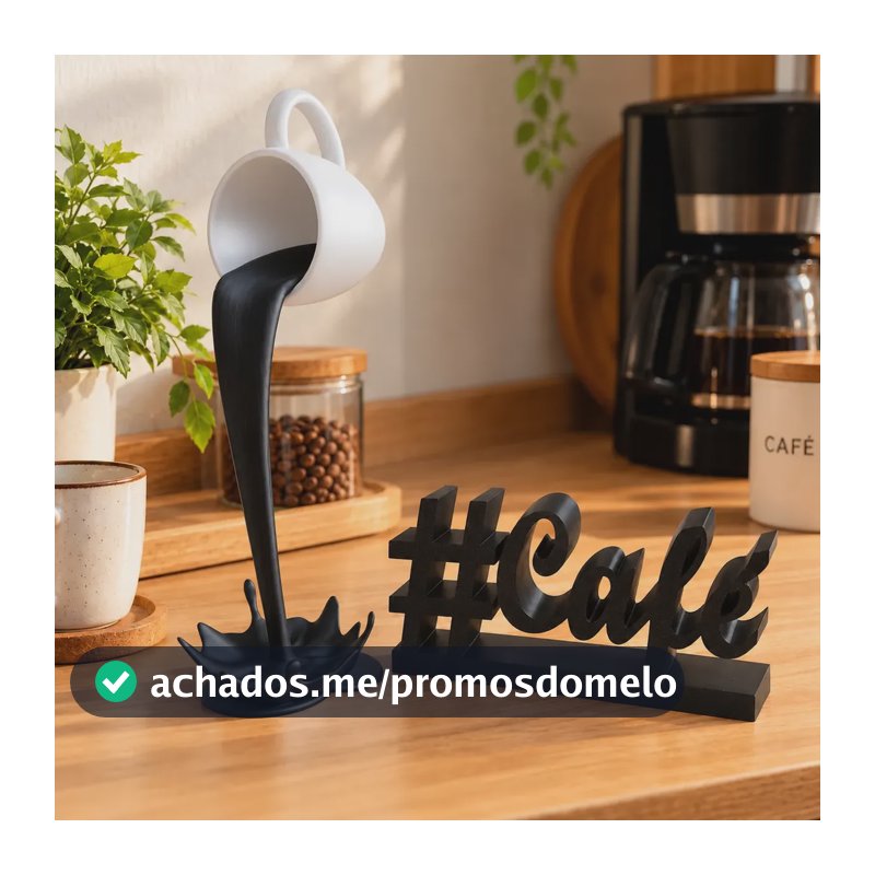 Kit Cantinho Do Café Xícara Flutuante Decoração Letra Preto