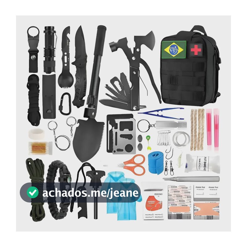 Kit De Sobrevivência Primeiros Socorros Emergência Trekking Preto