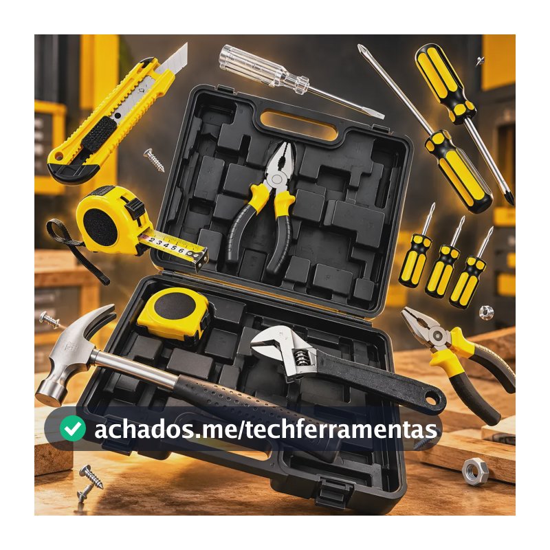 Kit Ferramentas 12 Pcs E Maleta Multi-uso Portatil Manual Preto